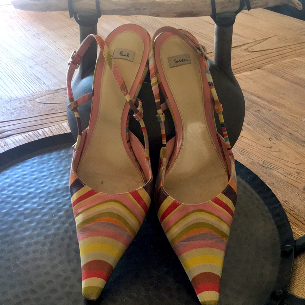 Paul Smith Signature “Swirl” pattern sling backs!